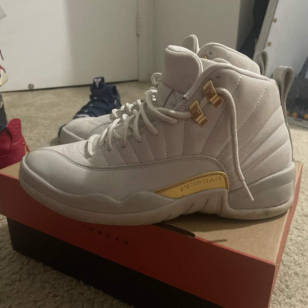Jordan 12s in White&Gold